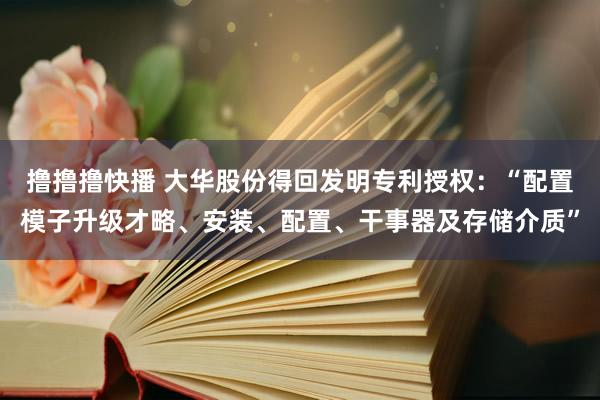 撸撸撸快播 大华股份得回发明专利授权：“配置模子升级才略、安装、配置、干事器及存储介质”