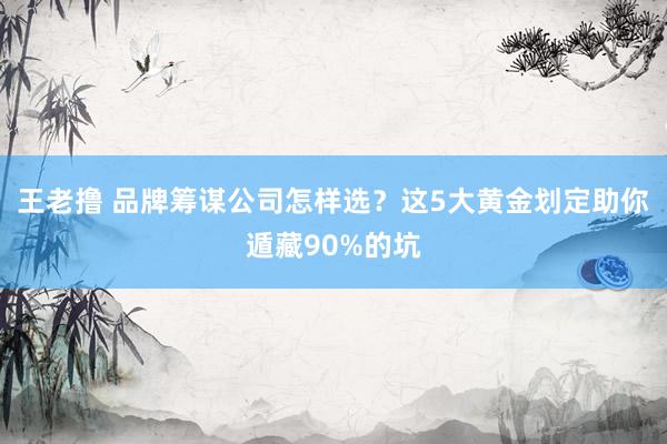 王老撸 品牌筹谋公司怎样选？这5大黄金划定助你遁藏90%的坑