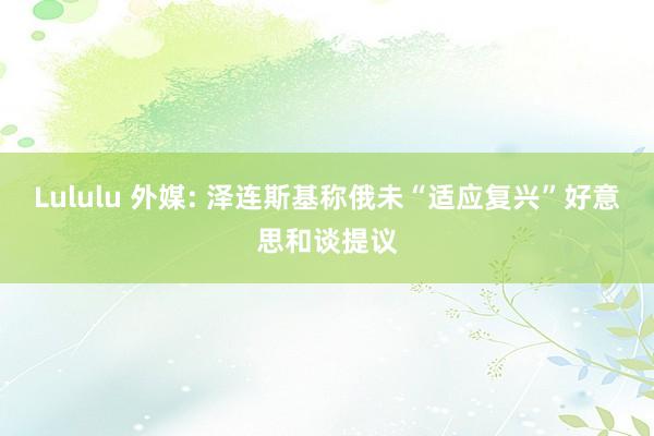 Lululu 外媒: 泽连斯基称俄未“适应复兴”好意思和谈提议