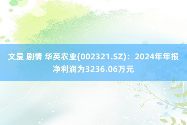 文爱 剧情 华英农业(002321.SZ)：2024年年报净利润为3236.06万元
